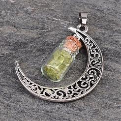 Spalte Glasflasche mit Peridot innen Anhänger&nbsp;PALLOY-JF00170-03