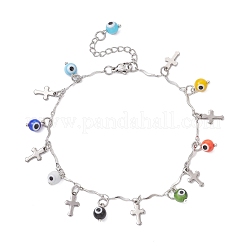 3 cavigliera con catena a maglie con nappa a croce in acciaio inossidabile 304 e 3 colori&nbsp;AJEW-AN00741