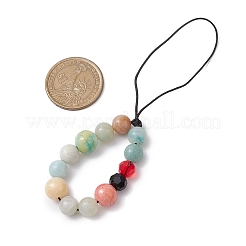 Fleur d'amazonite naturelle avec sangles de téléphone portable en verre&nbsp;HJEW-JM02348