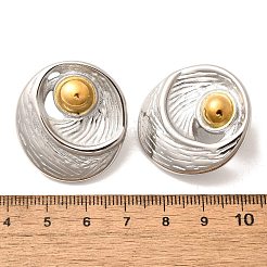 Orecchini a bottone bicolore in acciaio inossidabile 304&nbsp;EJEW-F355-02GP-01