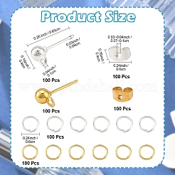 Ohrstecker-Beschläge mit Eisenkugeln & Ohrmuttern & offene Biegeringe&nbsp;IFIN-YW0003-69