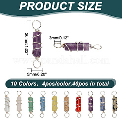 40 Stück 10 Stile natürlicher gemischter Edelstein Kupferdraht gewickelt Säulenverbinder Charms&nbsp;PALLOY-HY00040