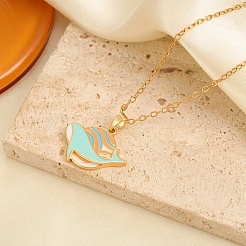 Colliers pendentif baleine en acier inoxydable 304 émaillé&nbsp;WG3A0C9-02