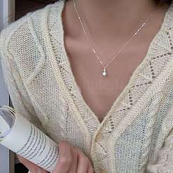 Collier pendentif étoile en argent sterling serti de micro-pavés de zirconiums cubiques transparents pour femme&nbsp;FS-WG24A8B-02