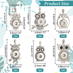 6 Stück 6 Stil Legierung Strass Hängen Snap Basis Anhänger&nbsp;FIND-NB0003-51