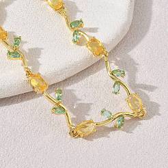 Bracciali a catena con maglie a forma di fiore in ottone e vetro&nbsp;KK-CBA7DFA-01G-10