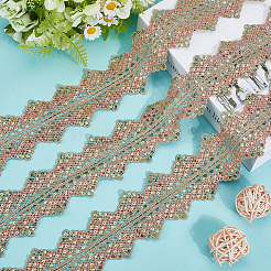 4.8~5 Yards funkelndes Spitzenband aus Polyester mit Kunststoff-Pailletten&nbsp;OCOR-CY0001-14A