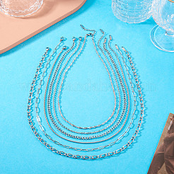 6 stücke 6 arten 304 edelstahl figaro kette & panzerkette & box kette & wasser welle kette & kabel kette halsketten sets für frauen&nbsp;NJEW-TADJ0003