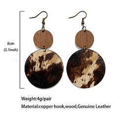 Boucles d'oreilles pendantes en laiton et bois floqué&nbsp;FS-WG64CFA-06