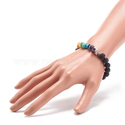 Pulsera elástica de chips de piedras preciosas naturales y sintéticas con cruz de aleación&nbsp;BJEW-JB08583