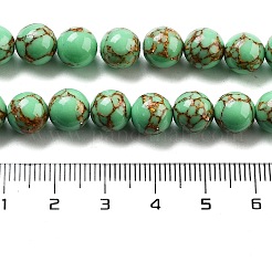 Ligne d'or synthétique brins de perles turquoises&nbsp;G-H026-01C-03