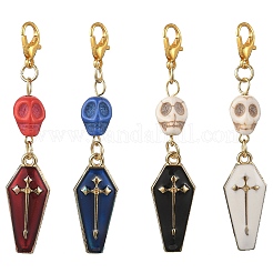 4 ciondolo decorativo in conchiglia turchese sintetica&nbsp;HJEW-JM04091