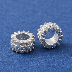 Messing Micro Pave klare Zirkonia europäische Perlen&nbsp;CU-H003-01S
