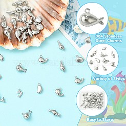 40 pz 10 stile tema oceano ciondoli in acciaio inossidabile 304&nbsp;STAS-CJ0002-76