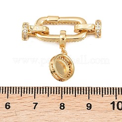 Flache runde messing micro pave zirkonia falten über verschlüsse&nbsp;KK-U059-62G