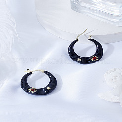 1 paire de boucles d'oreilles créoles en alliage avec strass&nbsp;EJEW-LP0012-05A