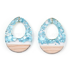 Pendentifs en résine transparente et bois blanc&nbsp;RESI-N039-49