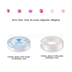 480g 24 Farben Glas runde Saatperlen&nbsp;SEED-CJ0001-12