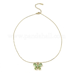 Schmetterlings-Halsketten mit Anhänger aus hellgoldenem Messing mit Mikropavé-Kubikzirkonia&nbsp;NJEW-E105-02KCG