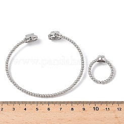 Ovale Messing-Armreif- und Ring-Sets mit Mikropflaster und Zirkonia für Damen&nbsp;SJEW-R002-03P-01