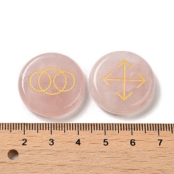 13 Stück flache runde natürliche Rosenquarz-Runensteine&nbsp;G-K335-08E