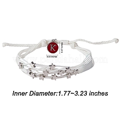 Mehrreihiges Kordelarmband mit Anfangsbuchstaben k-Anhänger&nbsp;BJEW-SW00042-06