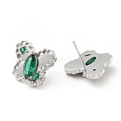 Grüne Zirkonia-Schmetterlings-Ohrstecker&nbsp;EJEW-G297-35B-P