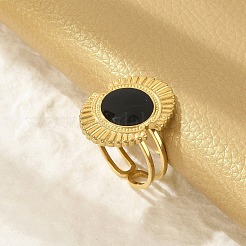 Anillos abiertos de acero inoxidable 304 esmaltados ovalados para mujer&nbsp;LS-RJEW-G338-17G-02