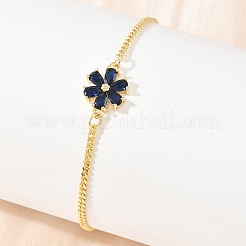Bracelets en laiton pavés de zirconiums cubiques en forme de fleur pour femmes&nbsp;KK-CBA68DA-07A-G