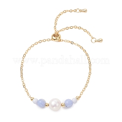 Bracelets à maillons en perles d'agate dentelle bleue naturelle&nbsp;BJEW-JB13087-03