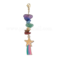 Dijes de esmalte de aleación de arcoíris y decoración colgante con cuentas de chips de piedras preciosas de chakra&nbsp;HJEW-JM01206