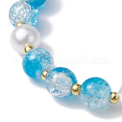 3 braccialetto elasticizzato con perle di vetro a 3 colori&nbsp;BJEW-JB09751-01