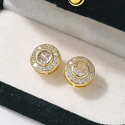 Boucles d'oreilles en laiton zircon cubique micro pavé clair&nbsp;X-EJEW-Q015-10G