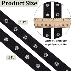 5 Yards Baumwollband mit Fischgrätenmuster und platinfarbenen Druckknöpfen aus Legierung&nbsp;OCOR-CY0001-24A