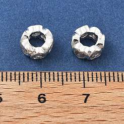Perles européennes rondelles en laiton micro-pavé de zircon cubique transparent&nbsp;KK-R216-20S
