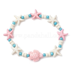 2 bracelet extensible en perles de turquoise synthétiques&nbsp;BJEW-JB12019