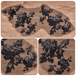 1 paire d'appliques brodées en polyester à fleurs 3D à coudre&nbsp;PATC-GF0001-35A