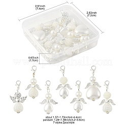 14 pz 7 stili di decorazioni pendenti in plastica ABS con perle finte e lega&nbsp;HJEW-FS00042-01