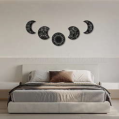 Decoración colgante de fase lunar de madera&nbsp;HJEW-WH20013-004