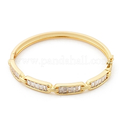 Bracelets à charnière en laiton avec micro pavé de zircone cubique transparent pour femmes&nbsp;BJEW-K274-06G