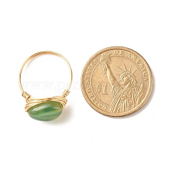 Ovale Fingerringe aus natürlichem Achat&nbsp;RJEW-JR00441-03