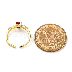 Bagues ouvertes en laiton plaqué or avec micro pavé de zircones cubiques pour femmes&nbsp;RJEW-M028-90G