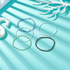 Braccialetto elasticizzato con perline cubiche di pietre preziose naturali da donna&nbsp;BJEW-JB08975