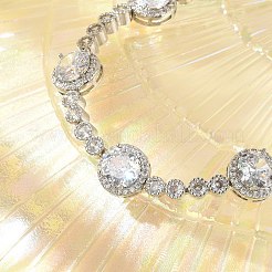 Bracelets à maillons plats ronds en laiton avec micro pavé de zircones cubiques&nbsp;KK-R217-26P