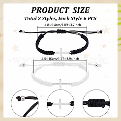 12 bracelet tressé réglable en fil de polyester&nbsp;BJEW-UN0001-88A