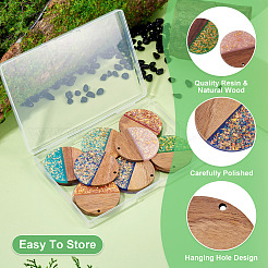 14 colgante de resina opaca y madera de nogal de 7 colores.&nbsp;RESI-TA0005-23