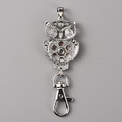 Fabrication de porte-clés en alliage avec strass&nbsp;KEYC-WH0018-58