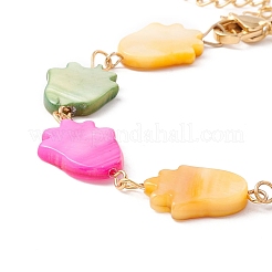 Gliederarmband aus natürlichen Muscheln mit Tulpengliedern&nbsp;BJEW-C015-13G