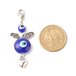 Ali & cuore pendente in lega in stile tibetano decora&nbsp;HJEW-JM00608