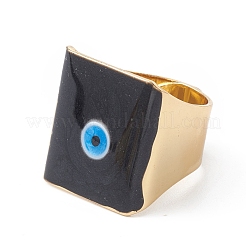 Quadratische Emaille-Breitband-Fingerringe mit bösem Blick&nbsp;LS-RJEW-A014-02G-08